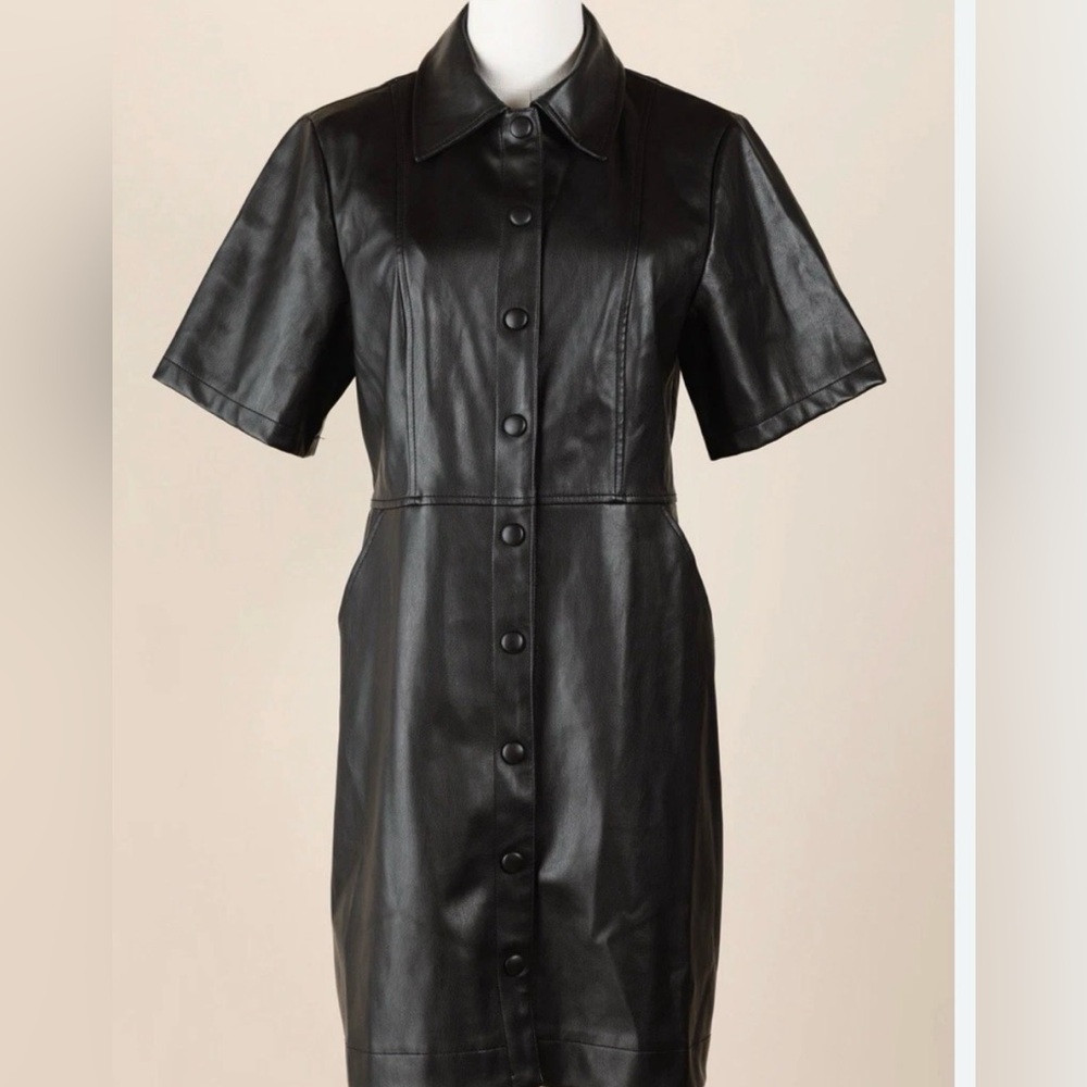 Faux leather black dress